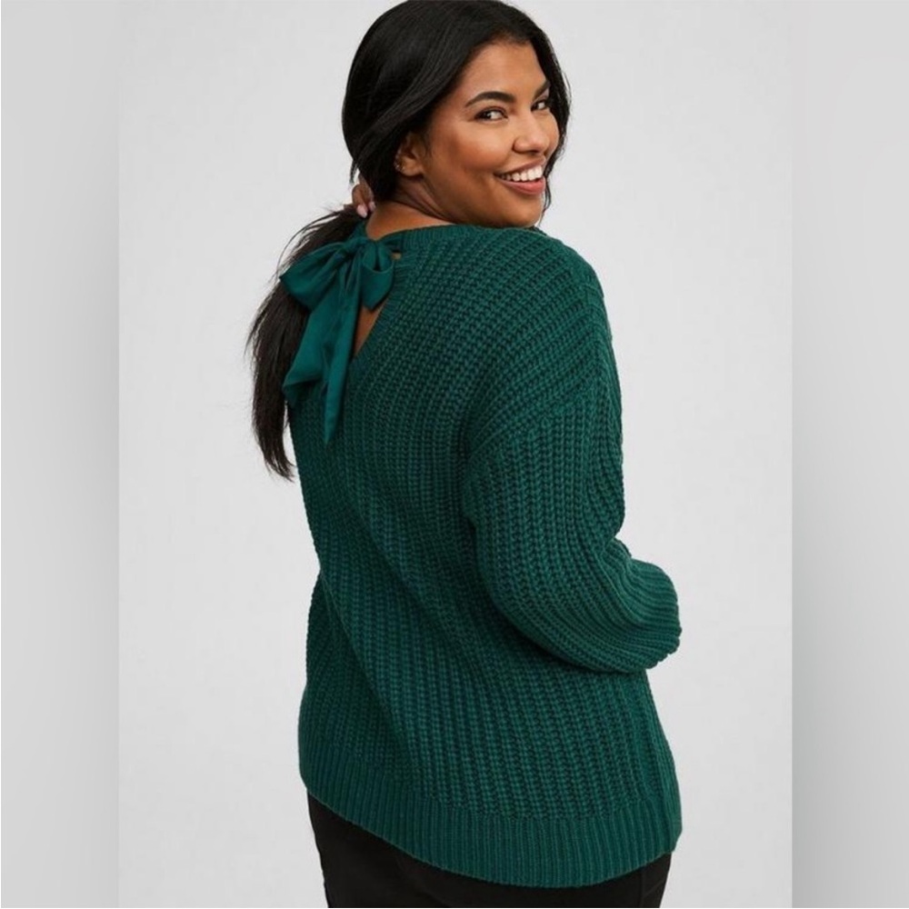 NWT Torrid 2/18 Botanical Garden Green Cable Tie Back Forestcore Sweater Fall